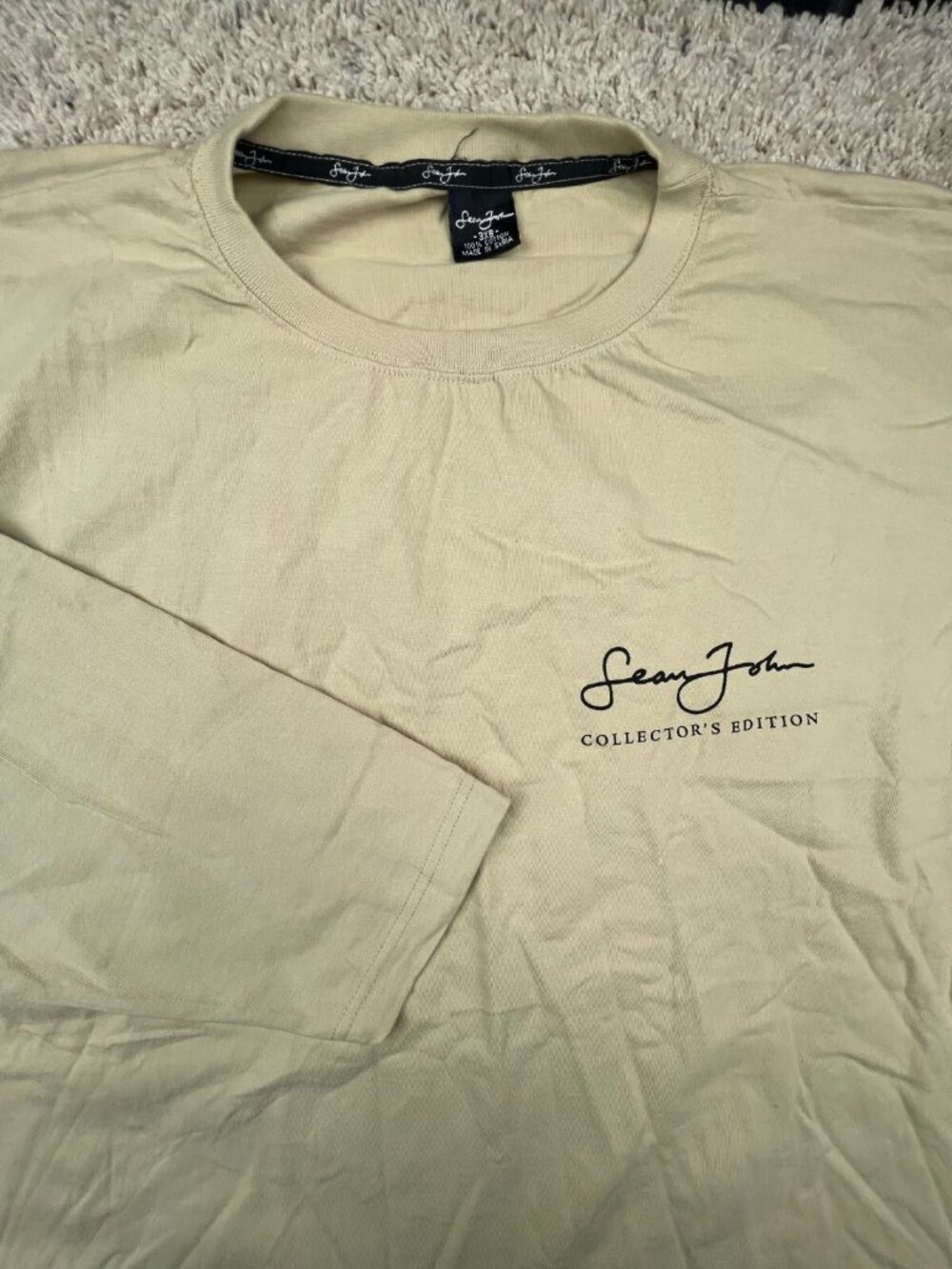 Vintage Sean John Collector’s Edition Long Sleeve Shirt Beige 3XB Big Cotton